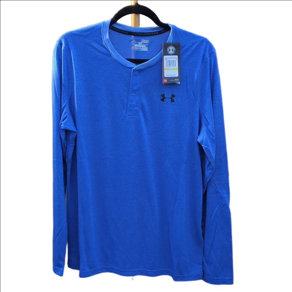 Under Armour Mens Blue HeatGear Long Sleeve Shirt Medium